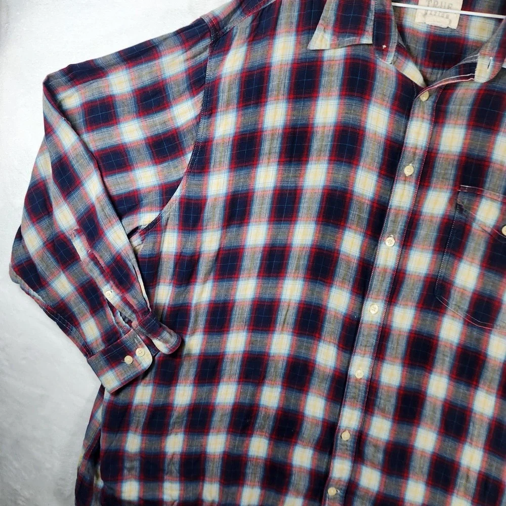 True Nation 3XL Plaid Shirt Long Sleeve Button Front‎ Pocket Men's Casual